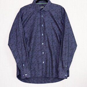 MACEOO Paris Shirt Mens 6 / 2XL* Italian Fabric Navy Blue Lime Green Accents